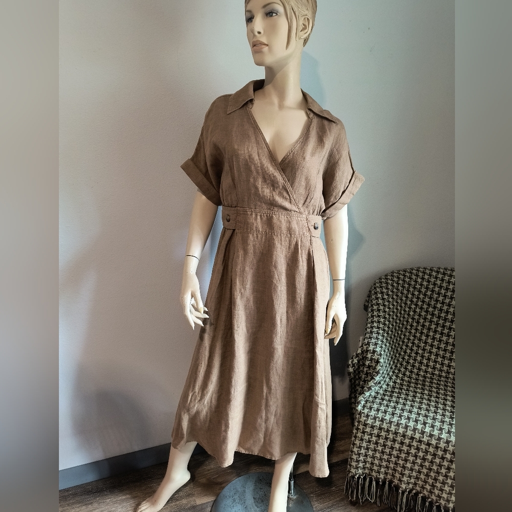 Banana Republic Sedona Linen Dress Brown Small